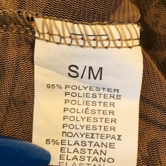 Velvet burnout shirt women's S/M black/brown stretch semi-sheer whimsy event - Picture 7 of 10